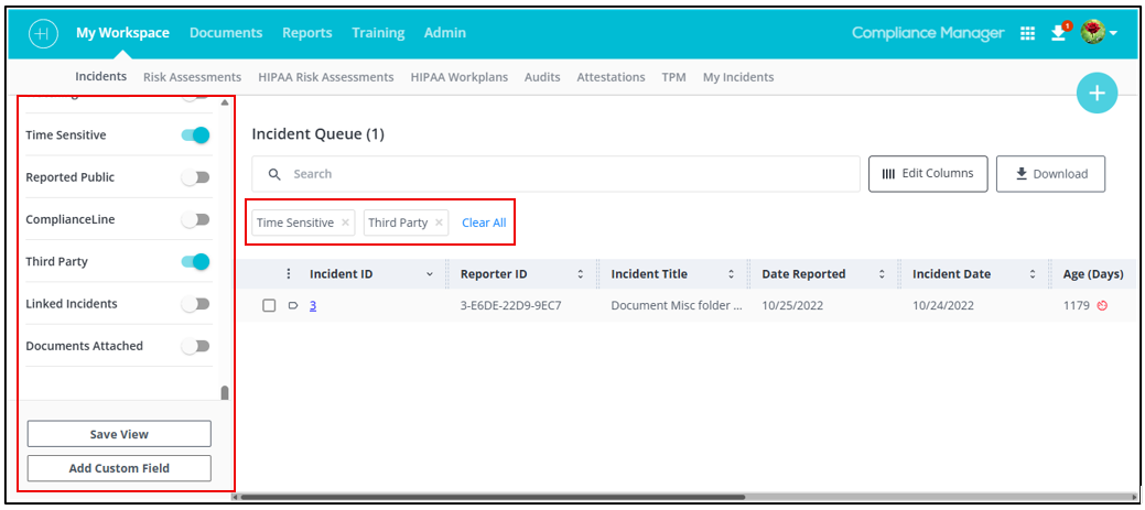 Incident Queue Filters – Healthicity Support